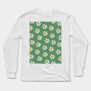 Retro print with smiling chamomiles Long Sleeve T-Shirt
